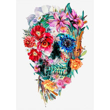 Lade das Bild in den Galerie-Viewer, Blumenschädel - voller runder Diamant - 30x40cm