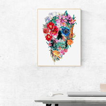 Lade das Bild in den Galerie-Viewer, Blumenschädel - voller runder Diamant - 30x40cm