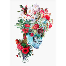 Lade das Bild in den Galerie-Viewer, Blumenschädel - voller runder Diamant - 30x40cm