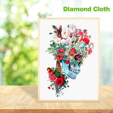 Lade das Bild in den Galerie-Viewer, Blumenschädel - voller runder Diamant - 30x40cm