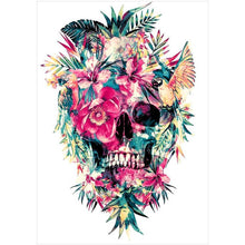 Lade das Bild in den Galerie-Viewer, Blumenschädel - voller runder Diamant - 30x40cm