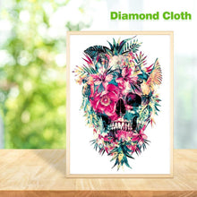 Lade das Bild in den Galerie-Viewer, Blumenschädel - voller runder Diamant - 30x40cm