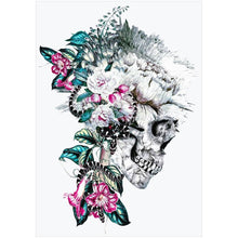 Lade das Bild in den Galerie-Viewer, Blumenschädel - voller runder Diamant - 30x40cm