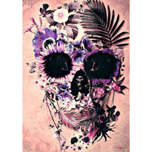 Lade das Bild in den Galerie-Viewer, Blumenschädel - voller runder Diamant - 30x40cm