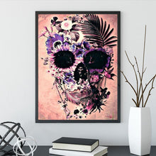 Lade das Bild in den Galerie-Viewer, Blumenschädel - voller runder Diamant - 30x40cm