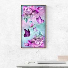 Lade das Bild in den Galerie-Viewer, Blumenschmetterling - voller runder Diamant - 30x48cm