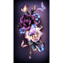 Lade das Bild in den Galerie-Viewer, Blumenschmetterling - voller runder Diamant - 30x48cm