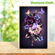Lade das Bild in den Galerie-Viewer, Blumenschmetterling - voller runder Diamant - 30x48cm