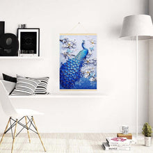 Lade das Bild in den Galerie-Viewer, Hängende Pfau - voller runder Diamant - 40x60cm
