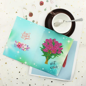 6pcs/set Flower and Birds Greeting Cards Diamond Painting