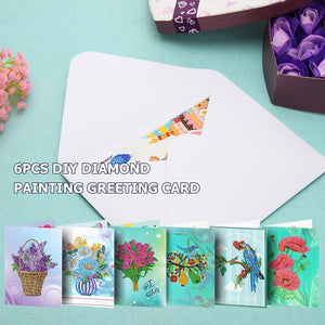 6pcs/set Flower and Birds Greeting Cards Diamond Painting