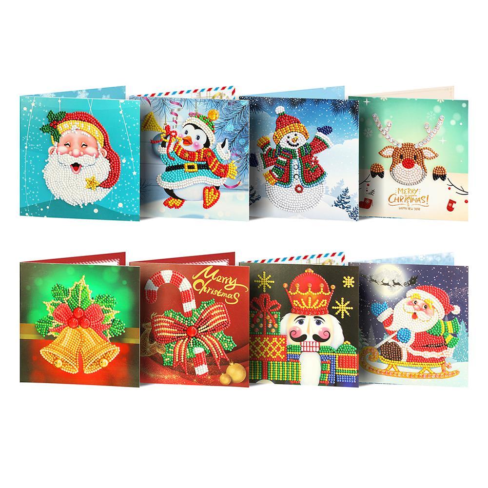 8pcs/set Christmas Greeting Cards Diamond Painting