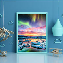Lade das Bild in den Galerie-Viewer, Aurora Landschaft - voller runder Diamant - 40x30cm