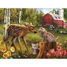 Lade das Bild in den Galerie-Viewer, Hirsch Natur - voller runder Diamant - 40x30cm