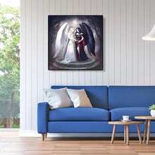 Lade das Bild in den Galerie-Viewer, Schwarz und weiß Engel - voller runder Diamant - 30x30cm