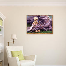 Lade das Bild in den Galerie-Viewer, Mädchen-Drachen - volle Diamant-Malerei - 40x30cm