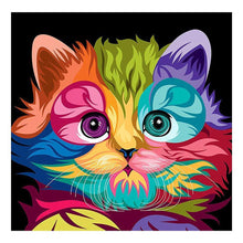 Lade das Bild in den Galerie-Viewer, Bunte Katze - voller runder Diamant - 30x30cm