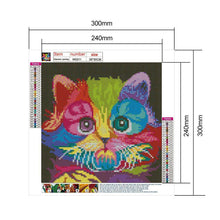 Lade das Bild in den Galerie-Viewer, Bunte Katze - voller runder Diamant - 30x30cm
