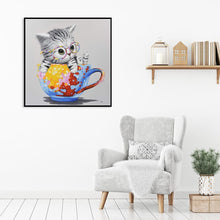 Lade das Bild in den Galerie-Viewer, Tasse Katze - volle Diamant-Malerei - 30x30cm