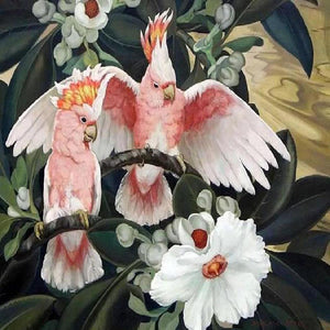 Vogel und Blume - volle Diamant-Malerei - 30x30cm