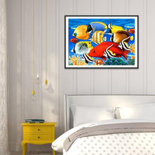 Lade das Bild in den Galerie-Viewer, Bunte Fische - voller runder Diamant - 40x30cm