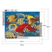 Lade das Bild in den Galerie-Viewer, Bunte Fische - voller runder Diamant - 40x30cm