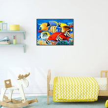 Lade das Bild in den Galerie-Viewer, Bunte Fische - voller runder Diamant - 40x30cm