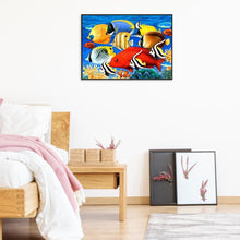 Lade das Bild in den Galerie-Viewer, Bunte Fische - voller runder Diamant - 40x30cm