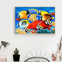 Lade das Bild in den Galerie-Viewer, Bunte Fische - voller runder Diamant - 40x30cm