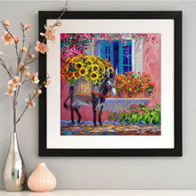 Lade das Bild in den Galerie-Viewer, Esel Blumen - voller runder Diamant - 30x30cm