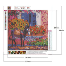 Lade das Bild in den Galerie-Viewer, Esel Blumen - voller runder Diamant - 30x30cm