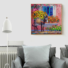 Lade das Bild in den Galerie-Viewer, Esel Blumen - voller runder Diamant - 30x30cm
