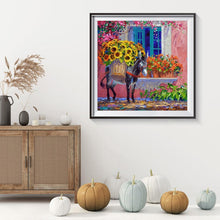 Lade das Bild in den Galerie-Viewer, Esel Blumen - voller runder Diamant - 30x30cm