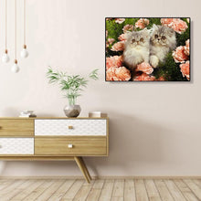 Lade das Bild in den Galerie-Viewer, Blume Katze - volle Diamant-Malerei - 40x30cm