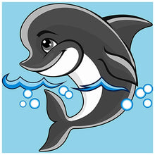 Lade das Bild in den Galerie-Viewer, Süße Delphin - voller Diamant-Malerei - 30x30cm