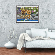 Lade das Bild in den Galerie-Viewer, Blumenhunde - volle Diamant-Malerei - 30x40cm