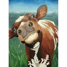 Lade das Bild in den Galerie-Viewer, Lustige Kuh - volle Diamant-Malerei - 30x40cm