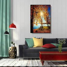 Lade das Bild in den Galerie-Viewer, Herbst Flussufer - volle Diamant-Malerei - 30x40cm