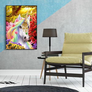 Blume Pferd Tiere - volle Diamant-Malerei - 30x40cm