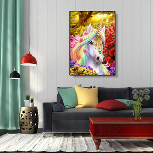 Blume Pferd Tiere - volle Diamant-Malerei - 30x40cm