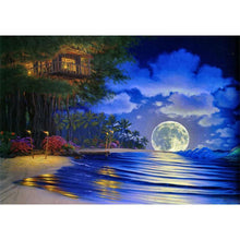 Lade das Bild in den Galerie-Viewer, Heller Mond auf See - volle Diamant-Malerei - 40x30cm