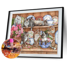 Lade das Bild in den Galerie-Viewer, Blumenschale Katze - voller Diamant-Malerei - 30x40cm