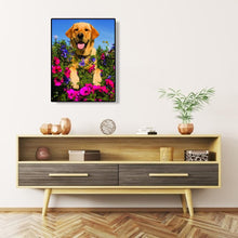 Lade das Bild in den Galerie-Viewer, Hund Blume - volle Diamant-Malerei - 30x40cm
