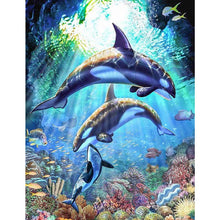 Lade das Bild in den Galerie-Viewer, Delphin Pferd - volle Runde Diamant-Malerei - 30x40cm
