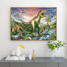 Lade das Bild in den Galerie-Viewer, Dinosaurier-Welt - volle Runde Diamant-Malerei - 30x40cm