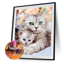 Lade das Bild in den Galerie-Viewer, Umarmung Katze - volle Runde Diamant-Malerei - 30x40cm