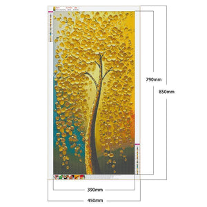 Goldene Blume Baum - volle Runde Diamant-Malerei - 85x45cm