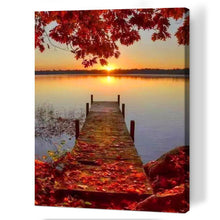 Lade das Bild in den Galerie-Viewer, Gefallene Blätter Planke Straße - volle Runde Diamant-Malerei - 30x40cm