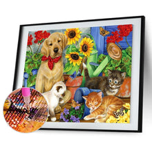 Lade das Bild in den Galerie-Viewer, Katze und Hund - voller runder Diamant - 30x40cm