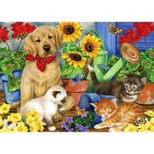 Lade das Bild in den Galerie-Viewer, Katze und Hund - voller runder Diamant - 30x40cm